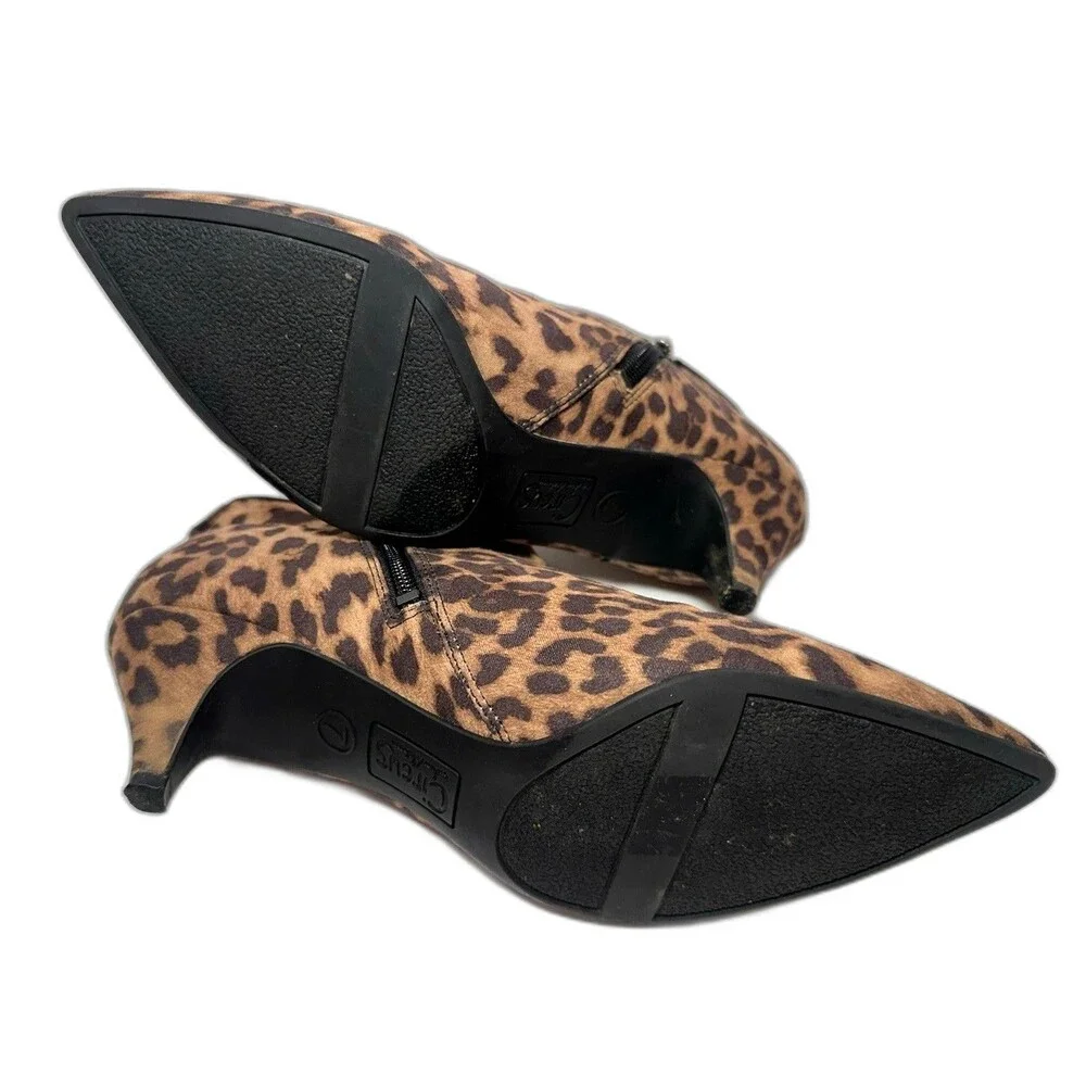 Circus by Sam Edelman Keri Leopard Print Pointed Toe Ankle Booties Women's 7M
